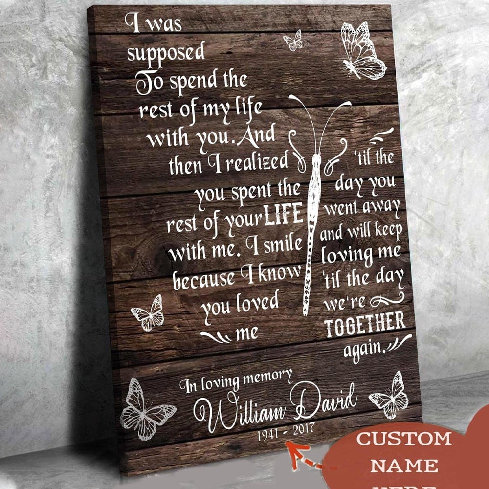 Póster de mariposa conmemorativo personalizado en lienzo con "In Loved Memory"