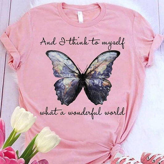 Pienso para mí mismo en qué mundo tan maravilloso Camisetas de mariposas