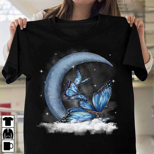 Camisetas de mariposas en la luna