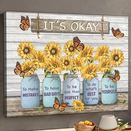 Está bien cometer errores. Póster de mariposa, lienzo