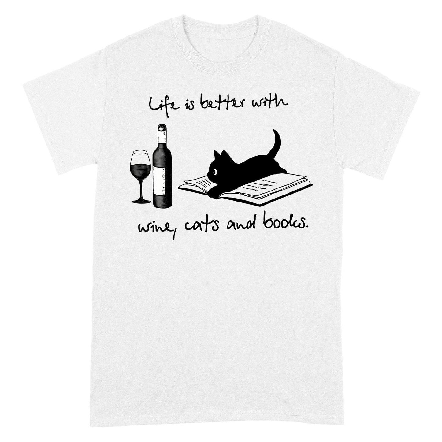 Camisetas para amantes del vino de Cat Mother La vida es mejor con gatos Libros sobre vino