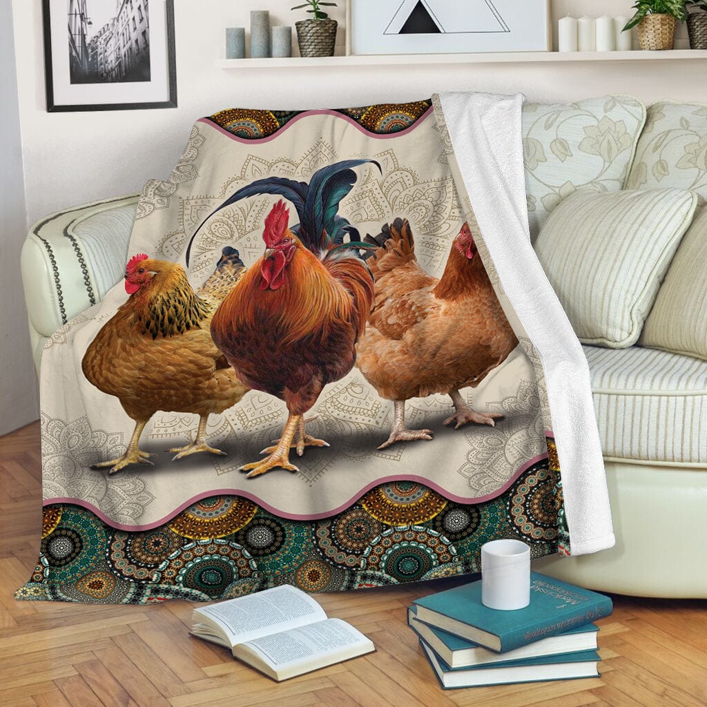 Chicken Blanket Chicken Vintage Mandala Chicken Print Fleece