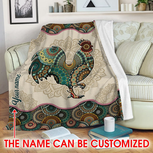 Manta de pollo con mandala vintage personalizada