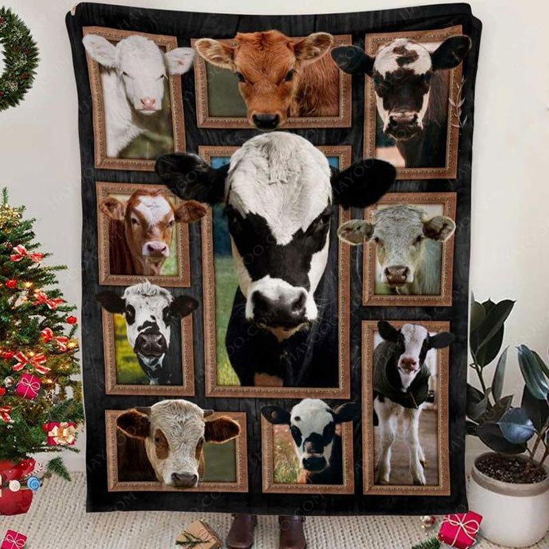 Blanket with 2025 cows on it