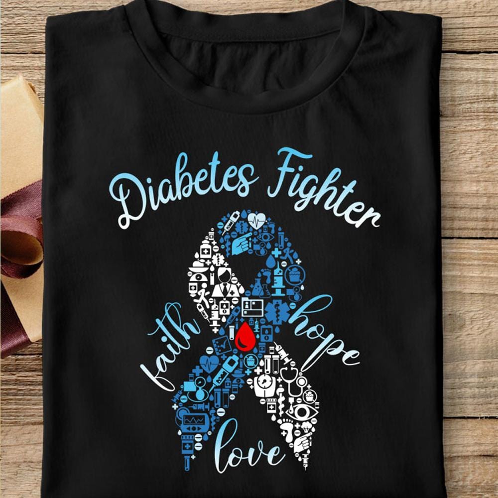 Camiseta de fe, esperanza, amor y luchadora contra la diabetes