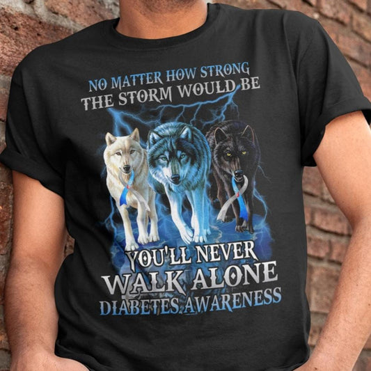 Nunca caminarás solo, camiseta de Wolf Diabetes
