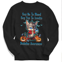 Say No To Blood Say Yes To Insulin, Cat Halloween Diabetes Shirt