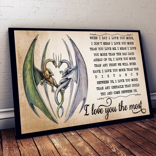 Póster de dragón te amo más que nada, lienzo