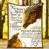 To My Son Love From Mom Dragon Blanket Fleece & Sherpa