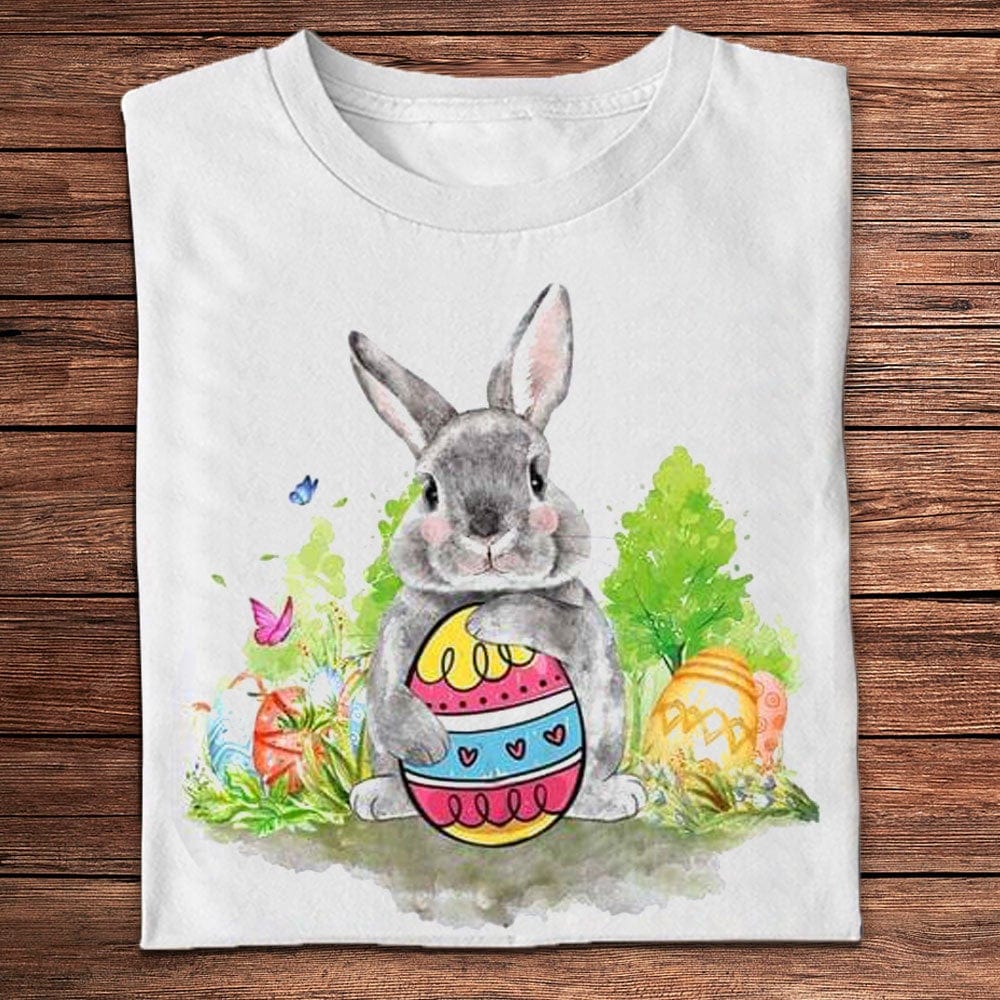 Camisetas de Pascua con huevos y conejitos