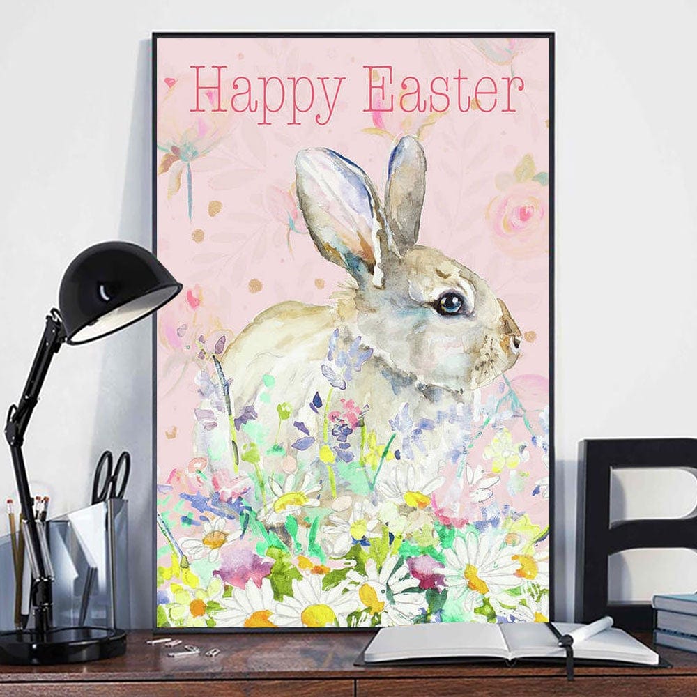 Bunny Happy Easter Poster, Canvas