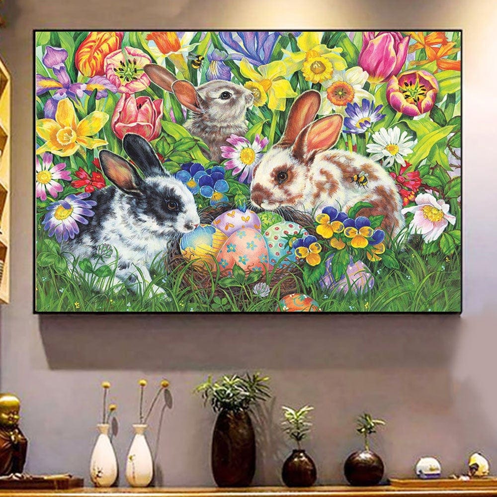 Póster de conejito de Pascua feliz, lienzo