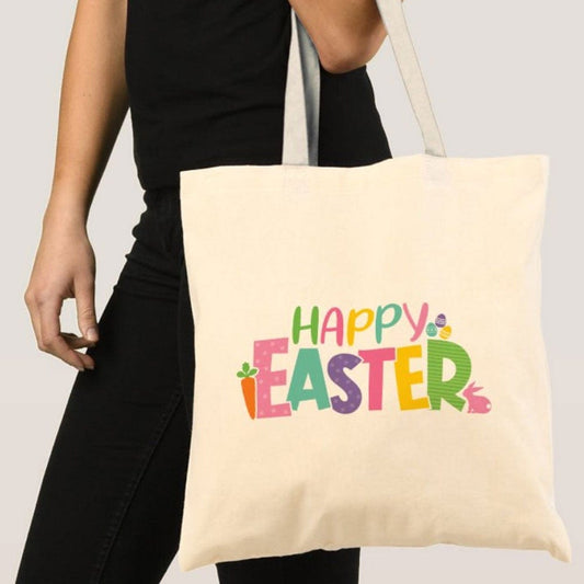 Bolsa de mano con mensaje "Feliz Pascua"