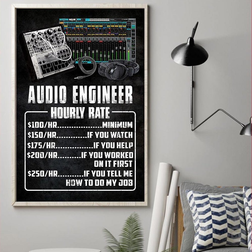 Audio Engineer Hourly Rate Poster, Canvas