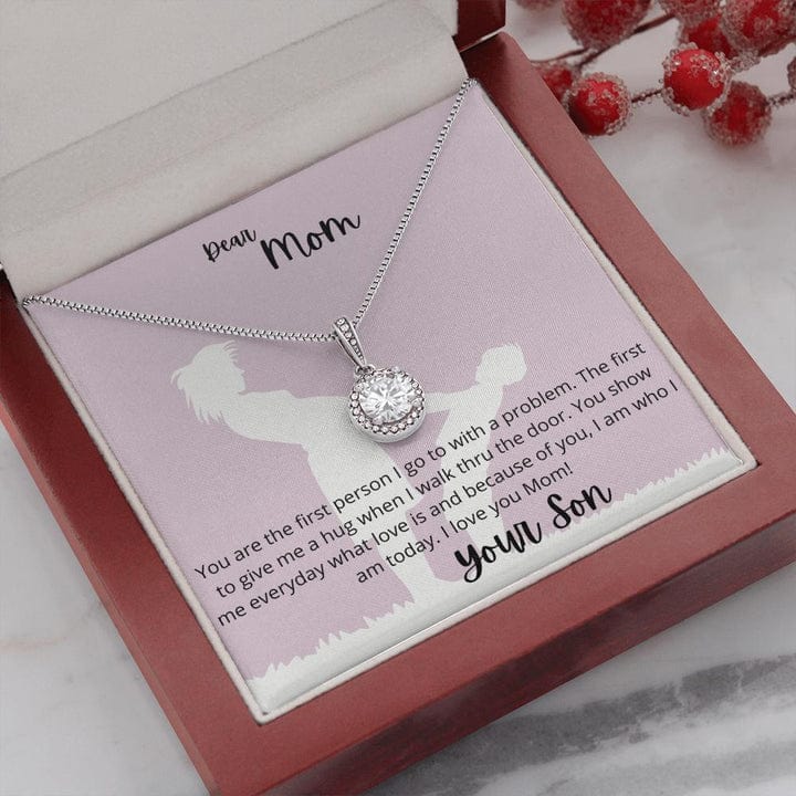 Dear Mom Necklace From Son - You Are The First Person I Go To With A Problem I Love You Mom