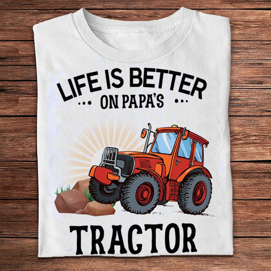 La vida es mejor en las camisetas de granjero del tractor de papá