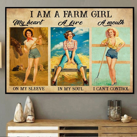 Soy una chica de campo, póster de granjera, lienzo