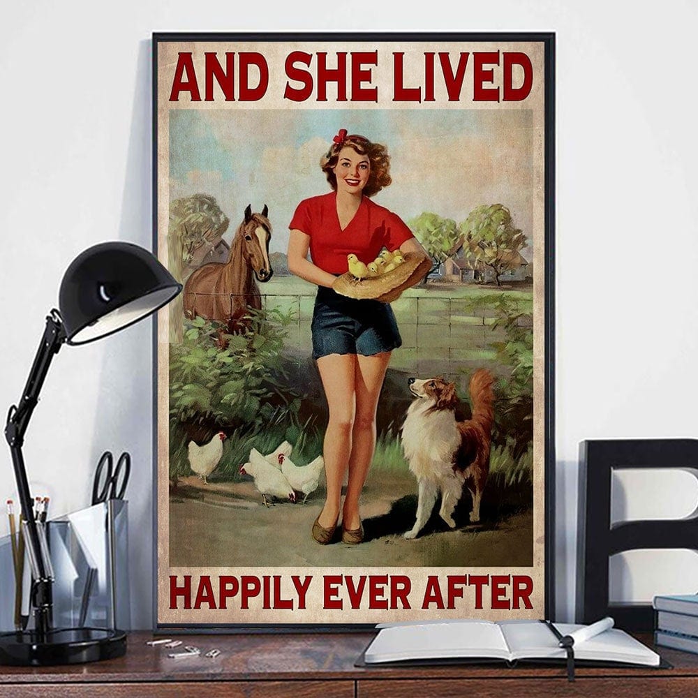 And She Lived Happily Ever After Farmer Poster, Canvas