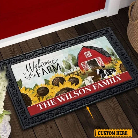 Felpudo personalizado de granjero "Bienvenido a la granja"
