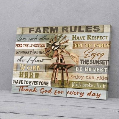Farm Rules Farmer Poster, Canvas