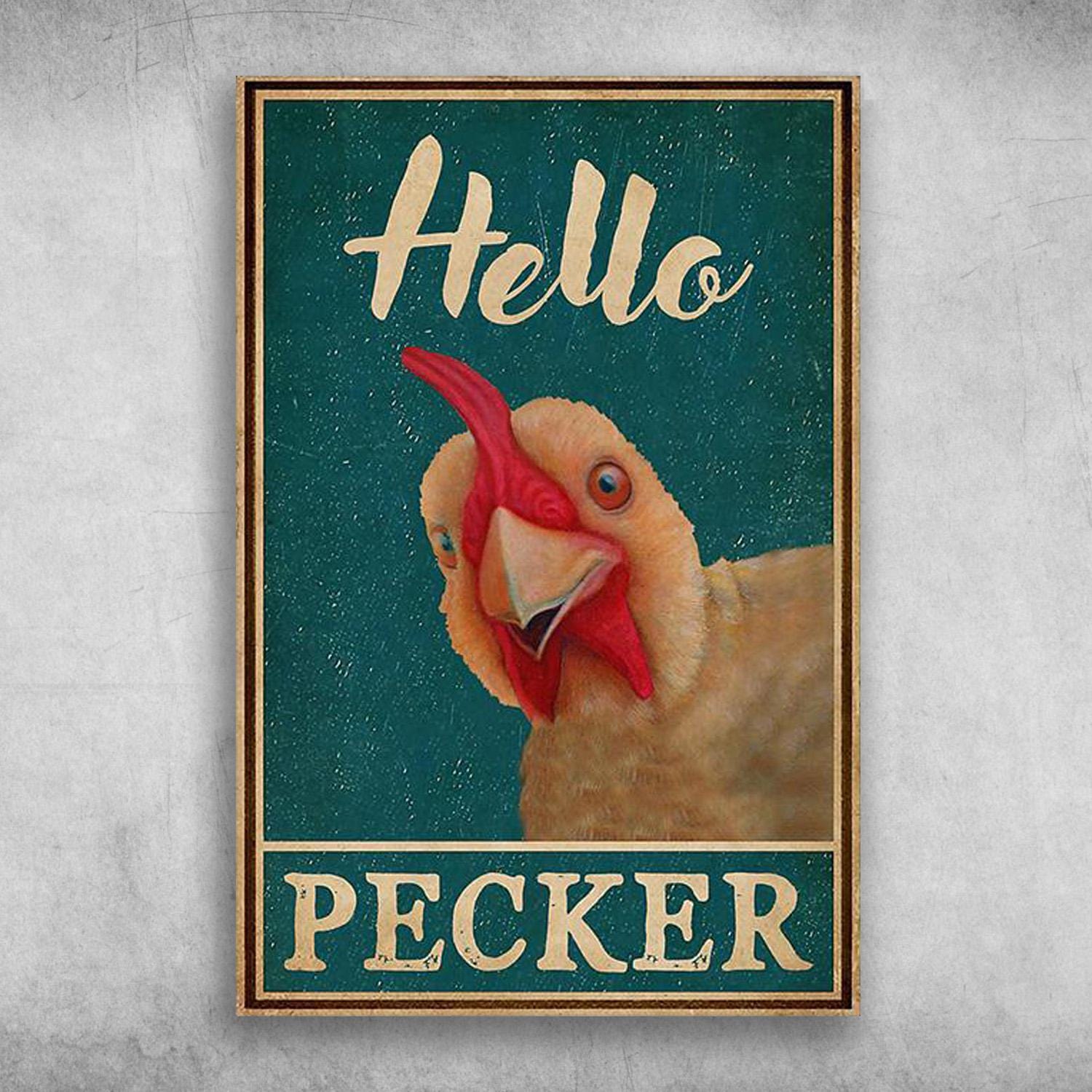 Póster de Hello Pecker, divertido pollo, lienzo