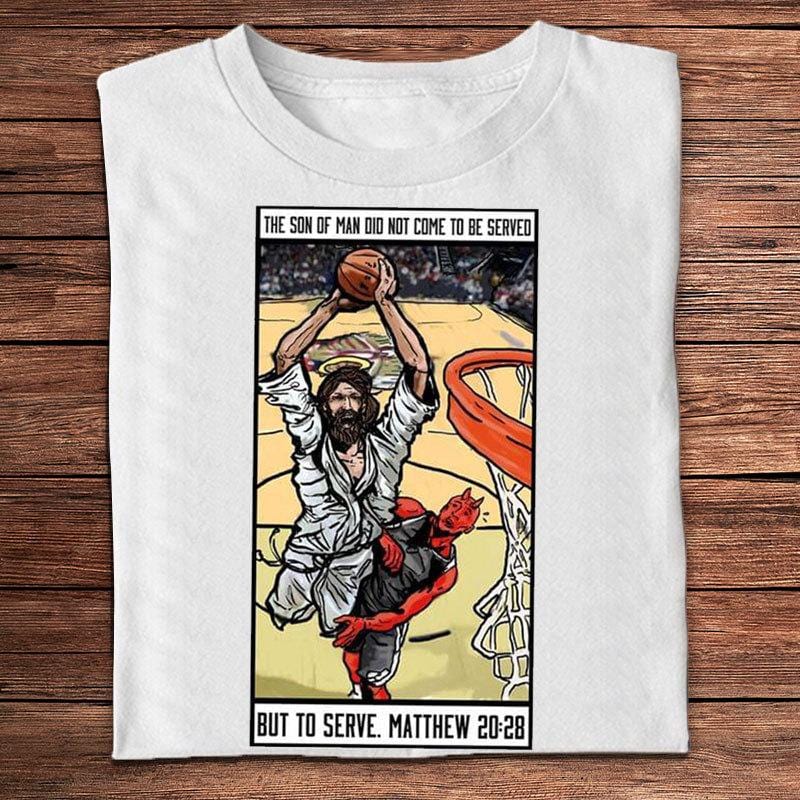 Funny Jesus And Satan Basketball Fight Shirts