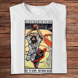 Camisetas divertidas de pelea de baloncesto entre Jesús y Satanás