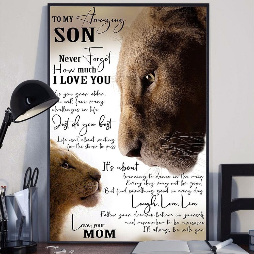 To My Amazing Son Love From Mom Lion Poster, Canvas