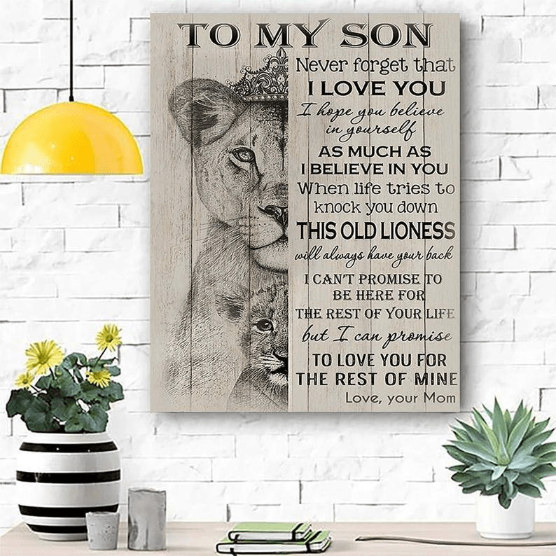 To My Son Love From Mom Lion Poster, Canvas