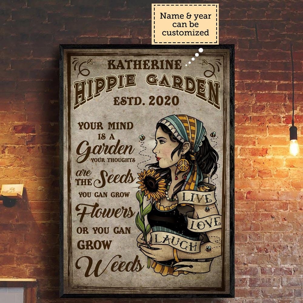 Hippie Garden Personalized Gardening Poster, Canvas
