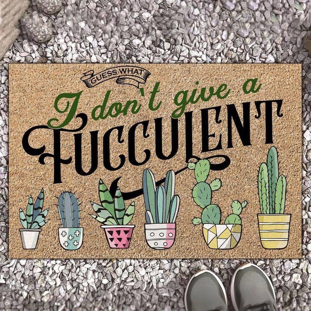 I Don't Give A Fucculent Gardening Doormat