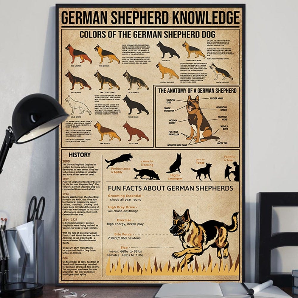 German Shepherd Knowledge Poster, Canvas