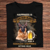 Happiness Is An Old Man With A Beer & German Shepherd Sitting Near Shirts