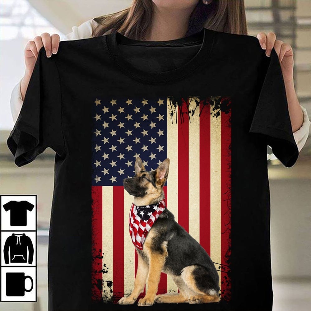 American Flag German Shepherd Shirts
