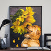 Sunflower & Golden Retriever Poster, Canvas