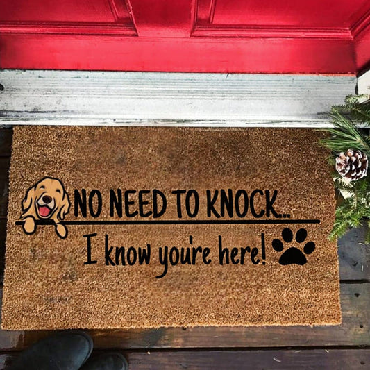 No es necesario tocar la puerta Sé que estás aquí Felpudo Golden Retriever