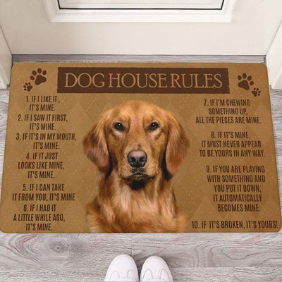 Dog House Rules Golden Retriever Doormat
