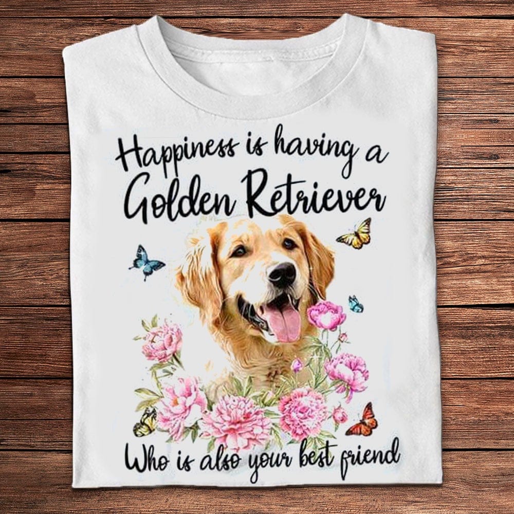 La felicidad es tener un golden retriever que también es tu mejor amigo.