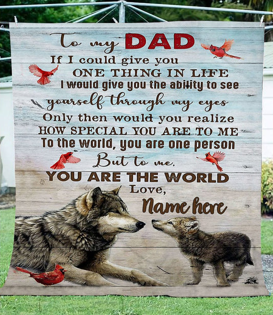 Para mi papá Con amor de hijo, hija Lobo Manta personalizada para el Día del Padre