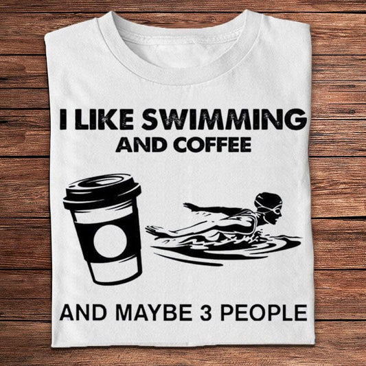 Me gusta nadar y tomar café y quizás 3 personas