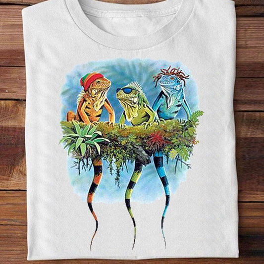 Camisetas divertidas de iguanas coloridas