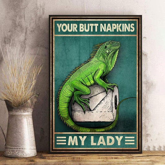 Tus servilletas de trasero Mi señora Póster vintage iguana, lienzo