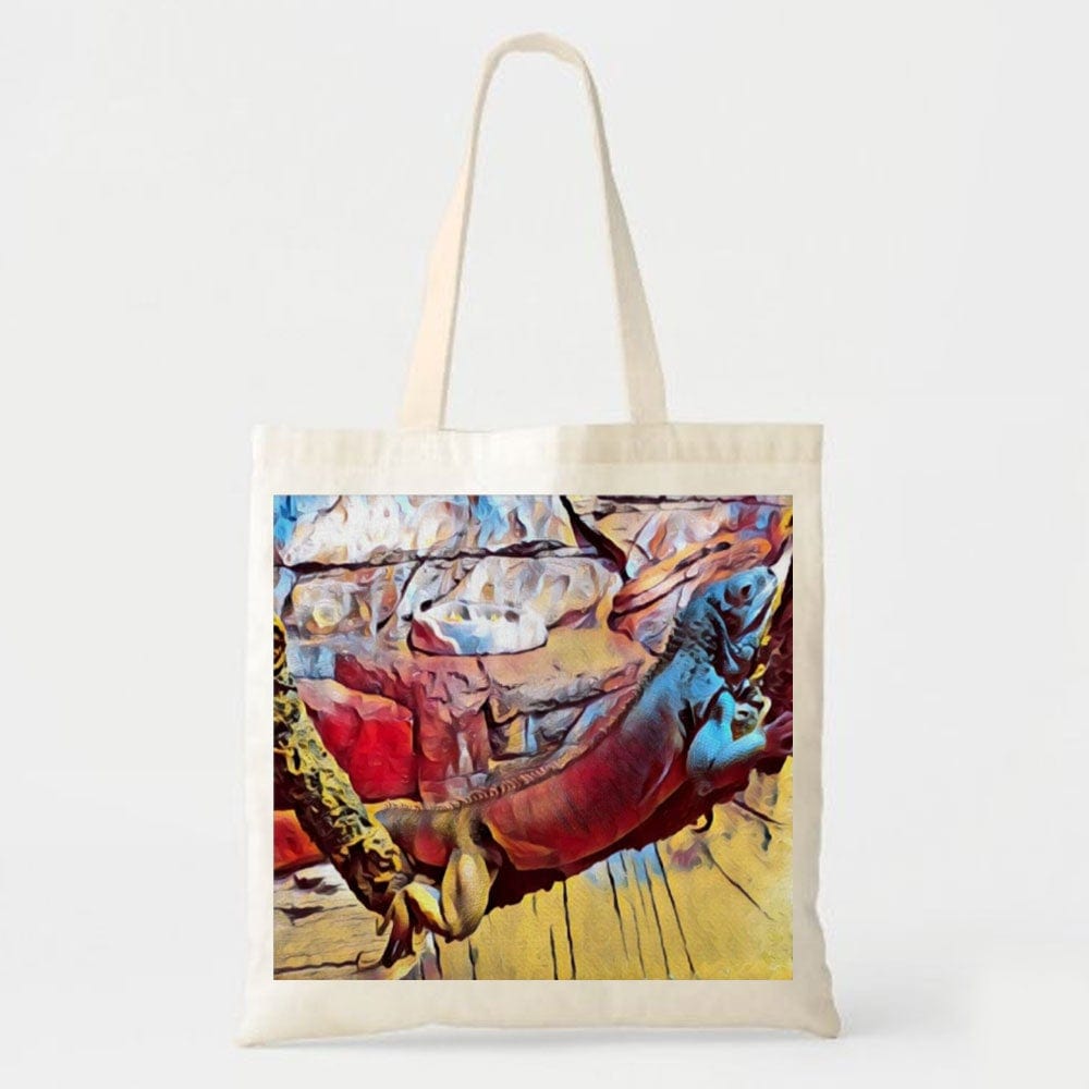 Bolsa de mano con diseño de iguana en acuarela