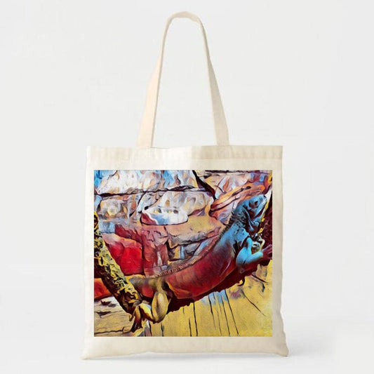 Bolsa de mano con diseño de iguana en acuarela