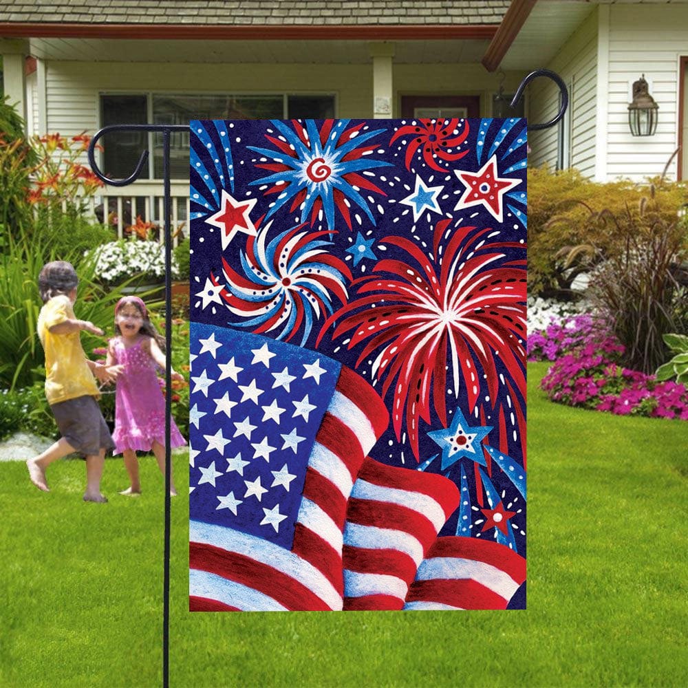 4th Of July Fireworks Happy Independence Day House & Garden Flag