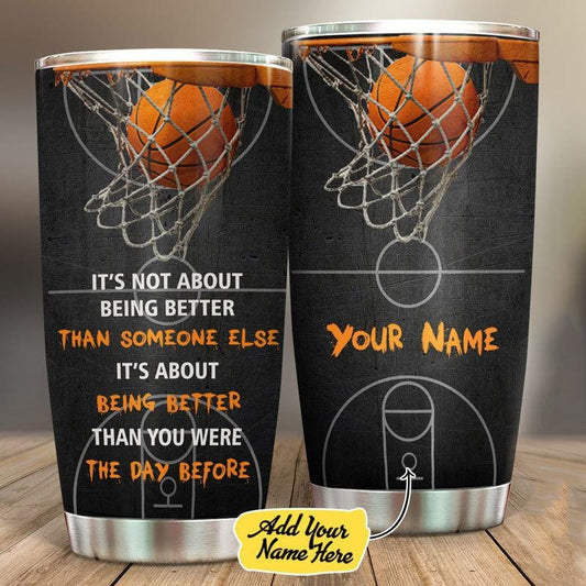 Se trata de ser mejor que el día anterior Vaso de baloncesto personalizado