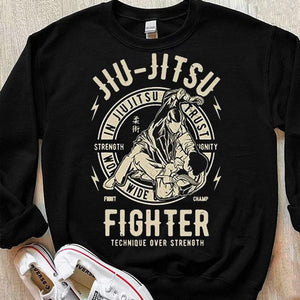 Jiu Jitsu Fighter Technique Over Strength Shirts