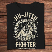 Jiu Jitsu Fighter Technique Over Strength Shirts