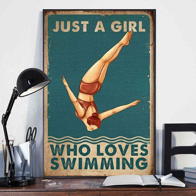Just A Girl Who Loves Swimming Poster, Canvas