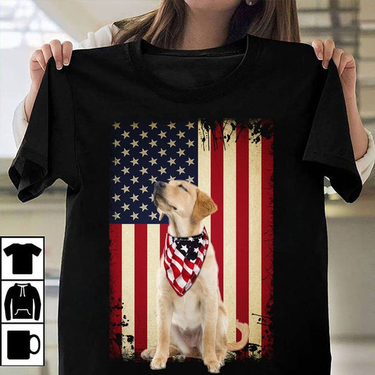 Camisetas de Labrador Retriever con bandera estadounidense